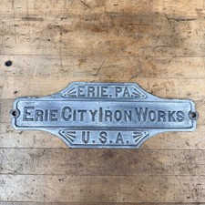 Antique Erie City Iron Works Cast Bronze / Brass  Boiler Nameplate Plaque Sign picture