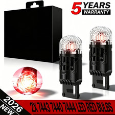 Red 7444 7443 LED Front Turn Signal Blinker Light Bulbs No Hyper Flash picture