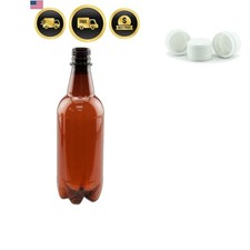 Amber P.E.T. Beer Bottle - 500 ml with Caps | 16.9 oz 24/Pack picture