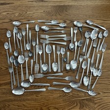 Mixed Lot VTG Stainless Flatware Spoons Forks 3.75 Lbs Crafts Jewelry 50+ Pcs picture