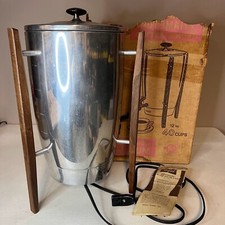 VTG REGAL Automatic Atomic 40 Cup Percolator COFFEE MAKER Metal & Teak MCM picture