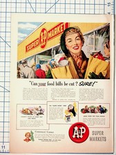 Vintage A&P Super Market Ad 1950s Groceries Food Bills Cut New York Ephemera picture