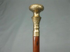 NEW SOLID ANTIQUE SOLID BRASS HANDLE WOODEN WALKING STICK CANE VINTAGE DESIGNER picture