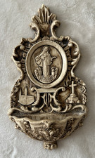 Vintage Our Lady Of Lourdes Holy Water Font Wall Plaque Virgin Mary Catholic 8
