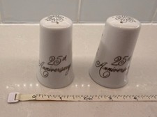 Norcrest Vintage Salt and & Pepper Shakers - 25th Anniversary - JAPAN Euc picture