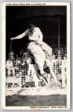 Western~Junior Martin Flying High On Carlsbad Bat Horse~B&W~Vintage Postcard picture