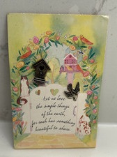Vintage Hallmark Birdhouse Broochs Pins Love Simple Things Garden Cottagecore picture