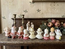 Vintage Christmas Wax Candle Figures Lot 9 Santa Angels Choir Children Snowman picture