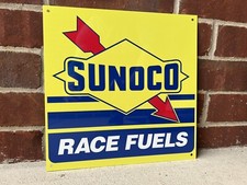 Sunoco race fuels oil gasoline vintage reproduction advertising sign garage picture