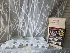 Vtg. 70's/80's Dynaware 28 Pc American Floral Milk Glass Ovenware Set NIB See... picture