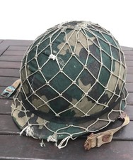Vintage Argentine Helmet with camouflage cover & net -Malvinas/Falklands war era picture