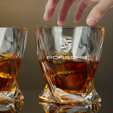 Custom Engraved Porsche Whiskey Glass – 10 oz Twisted Rocks Glass picture