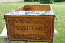 Antique Vtg Tanglefoot Fly Paper Made USA Crate Shelf 1934 License Plate MN picture