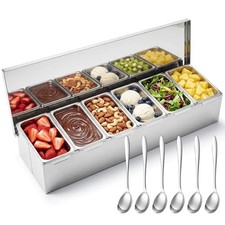 6 Compartments Stainless Steel Chilled Condiment Garnish Tray 6 Compartments picture
