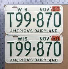 1959 1960 Wisconsin license plate pair T99-870 YOM DMV Ford Chevy Dodge 15741 picture