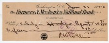 1920 Farmers Mechanics National Bank Georgetown Washington Check Ethelyn Hodge picture