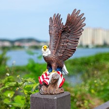 15.35In Majestic Lifelike Bald Eagle Statue - Durable Resin Garden Sculpture for picture