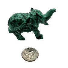 Vtg Hand Carved Malachite Elephant Figurine (148 grams) ~2