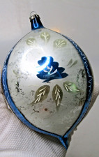 VTG Glass Pictured BLUE FLOWER Jumbo 5