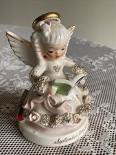 Vintage Napco September Angel Figure Harder To Find Pink Ribbon Spaghetti Detail picture