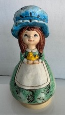 Vintage 1970s Schmid Bros Turning Music Box Girl Blue Bonnet Plays It's Impossib picture