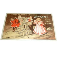 Antique Victorian Trade Card Bon Ami Scouring Soap NY Children  Mice Litho 1880s picture