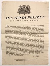 GENOA THE CHIEF OF POLICE TO HIS FELLOW CITIZENS BAN KINGDOM OF SARDINIA 04.1821 picture