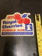 NOS LEAF Royal Cherries GUMBALL 1 cent GUM Vending Machine Decal  (133) picture