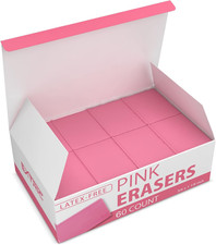 Pink Erasers, 60 Count, Latex Free Eraser for Kids, Square Eraser, Erasers Bulk  picture