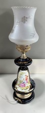 Vintage C.A.S. Limoges Cobalt Porcelain Table Lamp Fragonard Scene 23’ picture