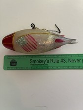 C1915 Antique German Zeppelin American Flags Painted Ornament As Found Cond picture