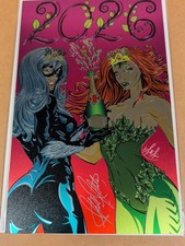 BLACK CAT/ POISON IVY NEW YEAR’S 2026 EMBOSSED METAL SIGNED W/COA picture