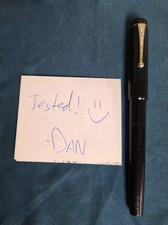 Parker Vintage Big Red Rollerball Pen Black and Chrome Blue Ink Tested Working picture