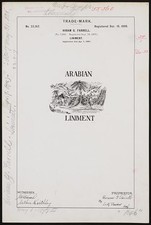 Photo:Hiram G. Farrell Arabian Liniment Trade-Mark 1899 Patent Document picture