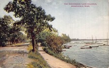 Postcard MN: Anchorage, Lake Calhoun, Minneapolis, Minnesota, Antique DB 1910's picture
