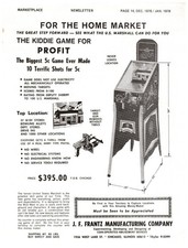 Vintage J. F. Frantz The Wild West Arcade Game Print Ad 1978 1979 US Marshall picture