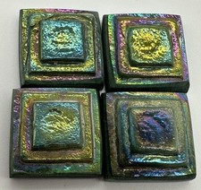 Antique 1890’s Tiffany Studios Favrile Small Iridescent Tiles Set 4 LCT & Co picture