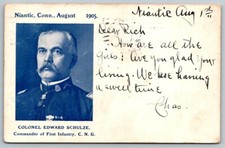 1905  US Army Colonel Edward Schulze First Infantry  Niantic Conn.  Postcard picture