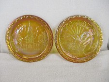 Carnival Glass Iridescent Amber Bicentennial Indiana Glass Iridescent 2 Vintage picture