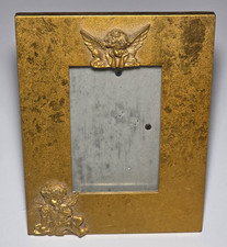 Gold 3D Cherub Picture Frame 5x7 Ornate Romantic Angel NO GLASS Vtg picture