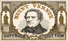 1850s Superior Cotton Mount Vernon LOUIS PRANG WASHINGTON Crate Label Art Print picture
