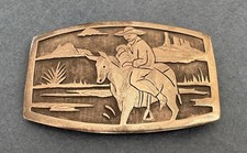 Vintage Signed Old Western Sterling Silver Donkey Mule Mesa Western Belt Buckle picture