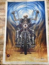 Vintage Easyriders Cloth Tapestry Deathrider David Mann License 45”x30” + Pins picture