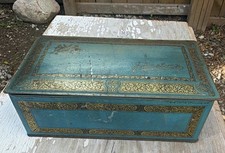 Johnston's Chocolates Blue & Gold Candy & Nuts Advertising Tin Box Antique/Vint picture