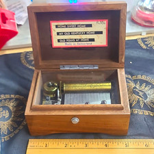 Thorens Swiss Wooden Music Box Wood Case w/ 3 Songs, Label, Working picture