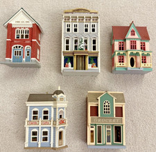 Lot Of 5 Vintage 1990s Hallmark Buildings Ornaments Nostalgic Christmas Decor picture