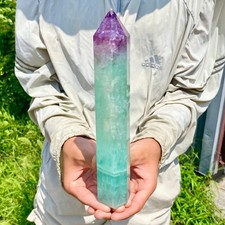 2.20LB Large Natural colored fluorite crystal column obelisk healing specimen picture