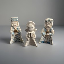3 VTG Hand Painted Angel & Wise Men Christmas Ornaments MCM 3.5” Ceramic Holiday picture