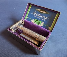 Gillette Aristocrat Open Comb Safety Razor Case Parts Repair England 400621 picture