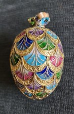 VTG Nyco International Victorian Cloissone Enamel Egg Ornament Multicolor In BOX picture